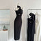 Spaghetti Straps Chiffon Scarf Long Fitted Evening Dress